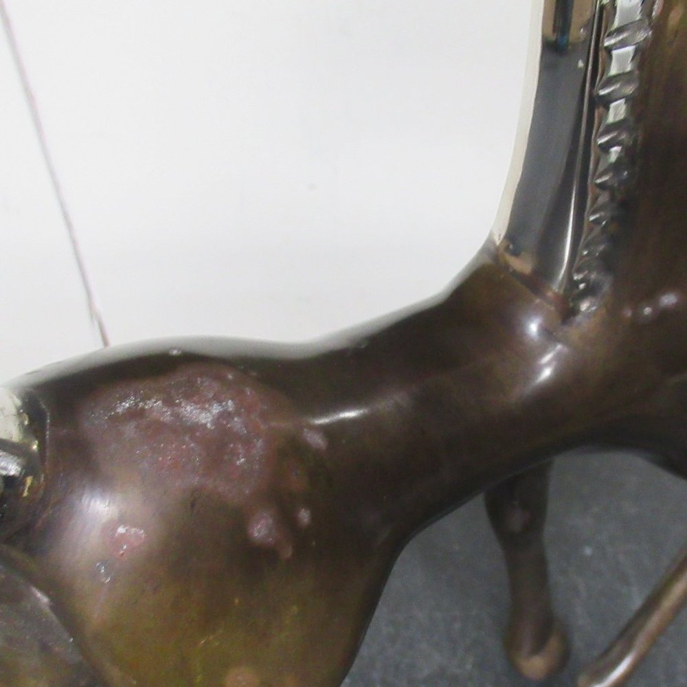Estate Large Art Deco Bronze and Silver-Overlay Dolby Horse Figurine - Picture 7 of 14
